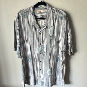Tommy Bahama Gray and Blue Floral Men's Shirt